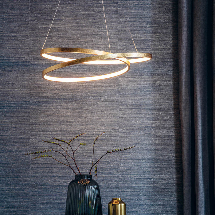 Endon Lighting 72479 Scribble Ring Gold Leaf-Colour IP20 33W 3000K Pendant Light