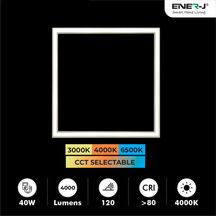 Ener-J T162 LED Borderline Panel 600mm x 600mm 40W 4000 Lumens CCT Switchable White