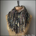 Exotic Brown Tweed Infinity Scarf w/Fringe