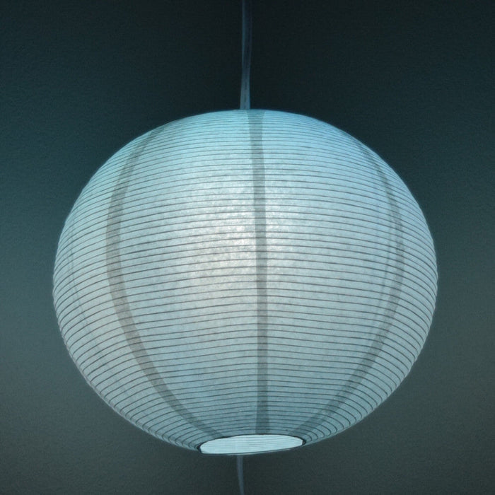 LANTERN + CORD + COLOR BULB | White Fine Line Premium Paper Lantern, Extra Sturdy with Pendant Cord Combo Kit, Switch, E26, Blue Bulb