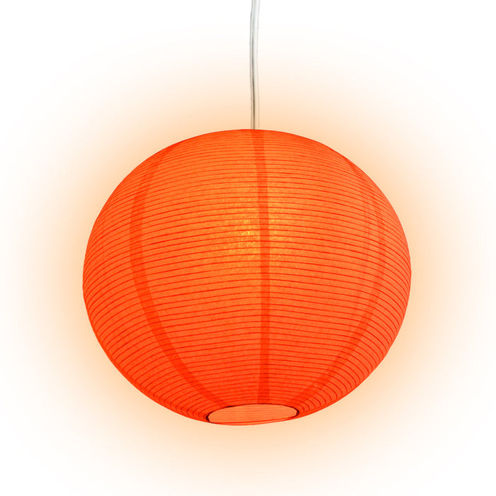 Fine Line Premium Paper Lantern Pendant Light Cord Kit with S14 Red LED Bulb