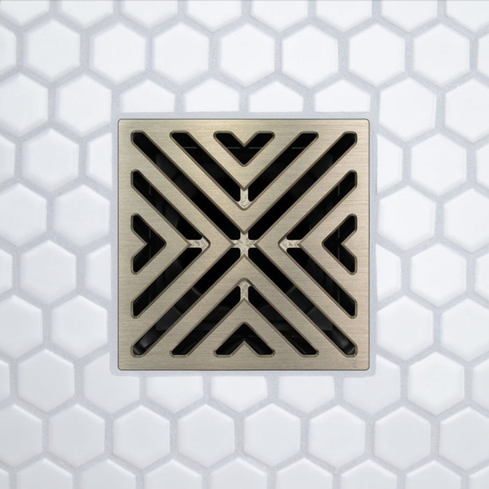 FloFX X-Factor Drain Grate in Brushed Nickel finish for compatible FloFX shower drain