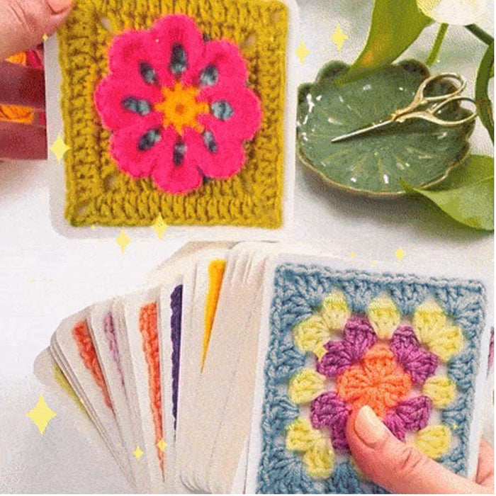 🧶✨Παιχνίδι με κάρτες Granny Square Crochet – 50 σχέδια για συνδυασμό και κατασκευή-GR