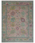 Hand Knotted Pink, Aqua and Purple Vibrant colorful Multi Size Oushak Wool Area Rug