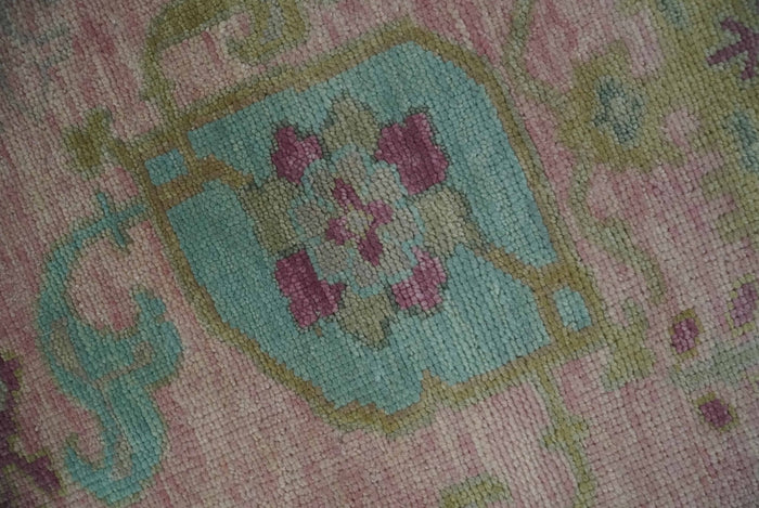 Hand Knotted Pink, Aqua and Purple Vibrant colorful Multi Size Oushak Wool Area Rug