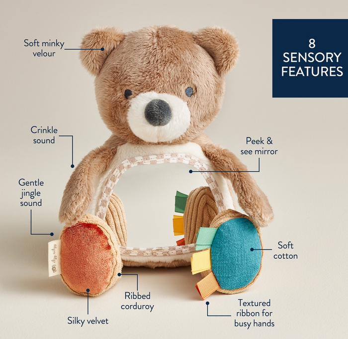 Itzy Bitzy Mirror- Theo Bear Sensory Tummy Time Mirror