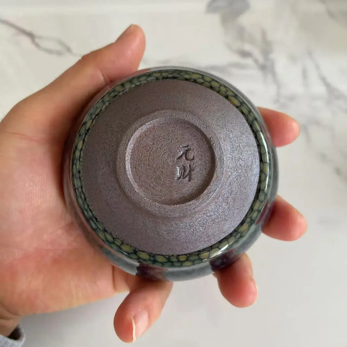 JianZhan Hong / Lan Zhe Hu Ban (Red/Blue Pelican Spot) Tea Cup - photo 3