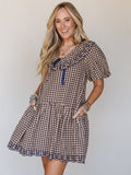 Joyfully Ever After Dress - Peach Navy - Pre Order