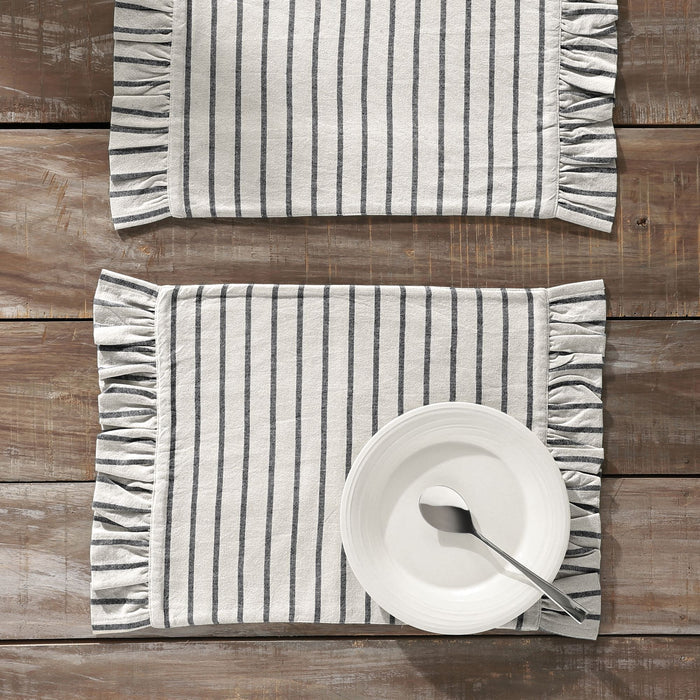 Kaila Ticking Stripe Ruffled Placemat Set of 2 13x19