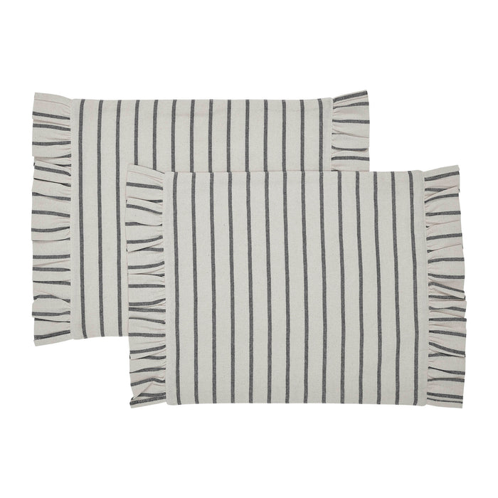Kaila Ticking Stripe Ruffled Placemat Set of 2 13x19