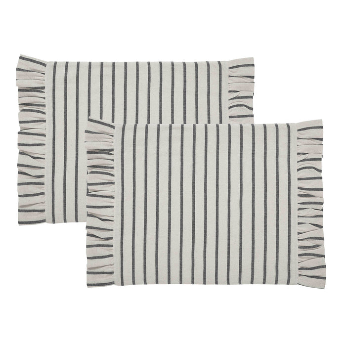 Kaila Ticking Stripe Ruffled Placemat Set of 2 13x19