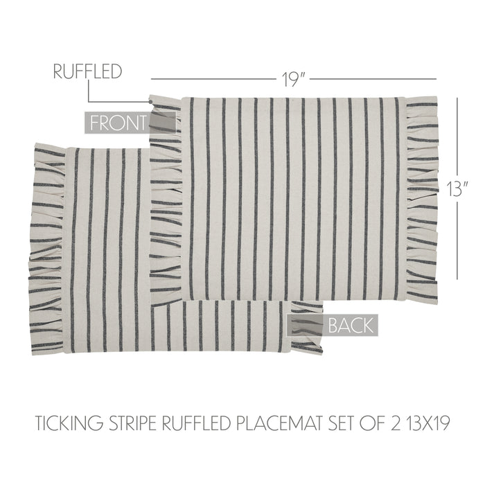 Kaila Ticking Stripe Ruffled Placemat Set of 2 13x19