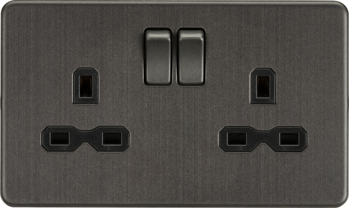 Knightsbridge SFR9000SB 13A 2G DP Switched Socket with Twin Earths - Smoked Bronze with Black Insert