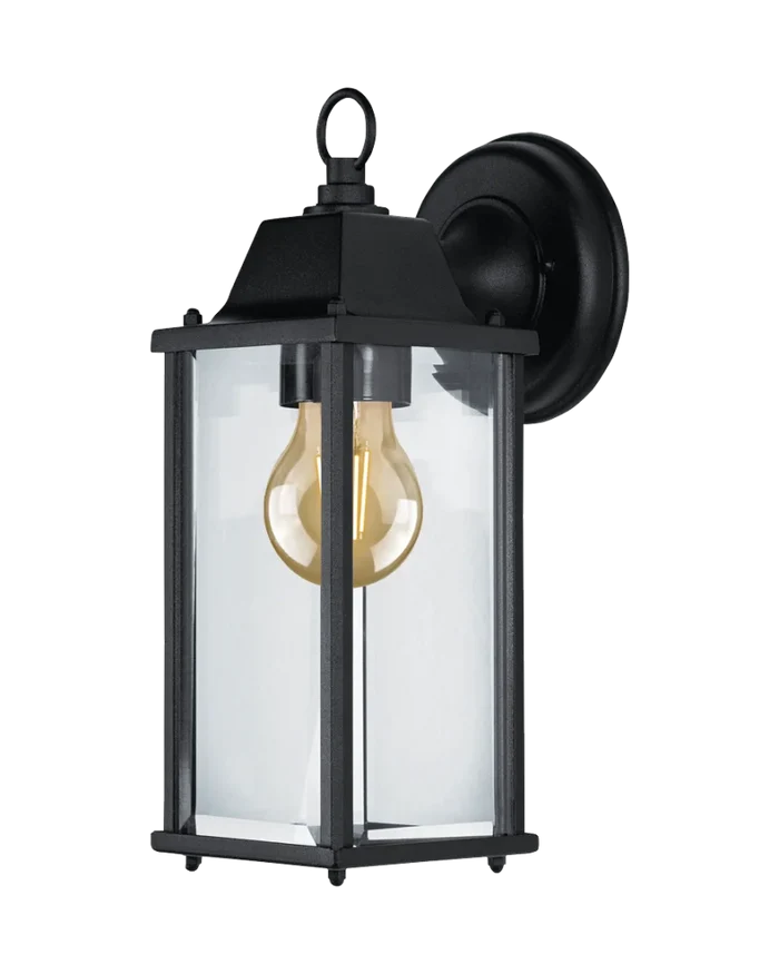 Kosnic DELR-BLK Delta Rectangle Wall Lantern with E27 Lamp Holder