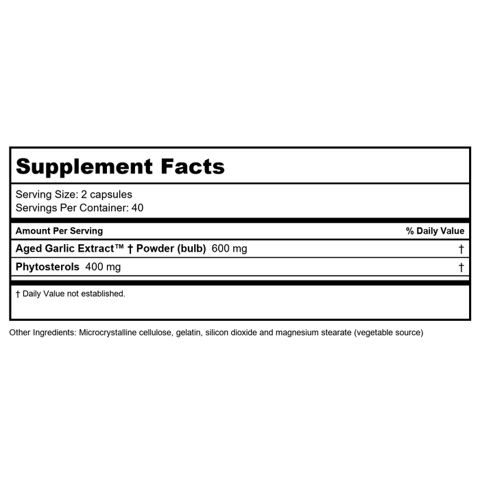 Kyolic Aged Garlic Extract Formula 105 100 Capsules - WA0028 - Supplement Facts panel