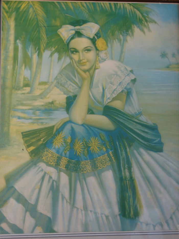 La Latino Americana Calendar Señorita c 1940 Lithograph AP1241