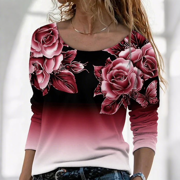 🔥👚Madinga ilgomis rankovėmis palaidinė su gėlių raštu-LT