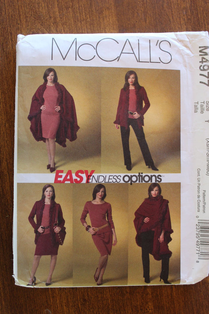 McCalls M4977, Misses Separates, Capes, Uncut Sewing Pattern, Petite able