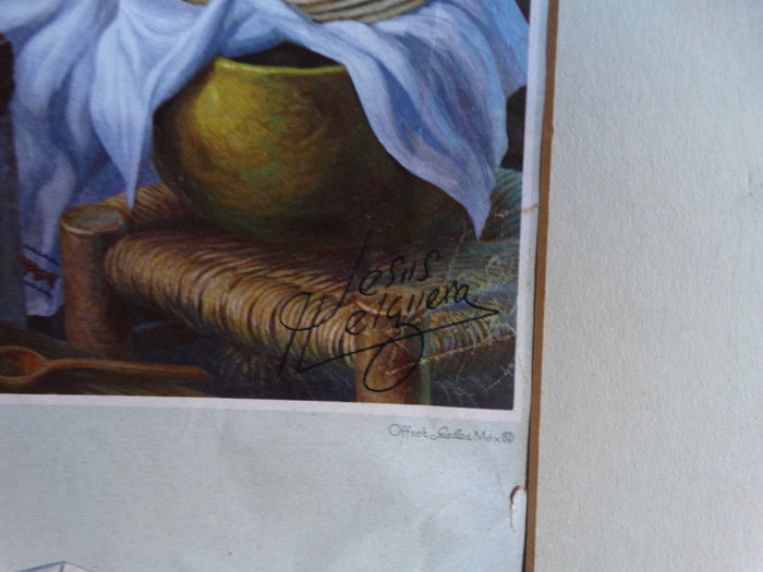 Mexican Calendar Advertising Art - Raleigh Cigarettes - Happy Family at Home - c 1940AP1248