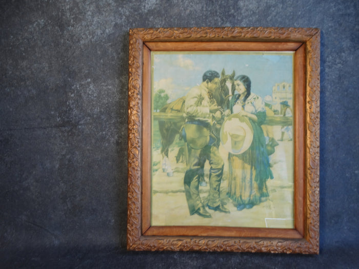 Mexican Calendar Art Litho - Rodolfo de la Torre - Amor Ranchero - 1938 - AP1238
