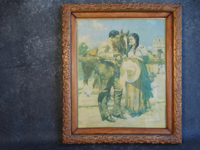 Mexican Calendar Art Litho - Rodolfo de la Torre - Amor Ranchero - 1938 - AP1238