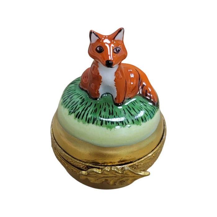 Miniature Fox Limoges box, hand-painted porcelain made in France