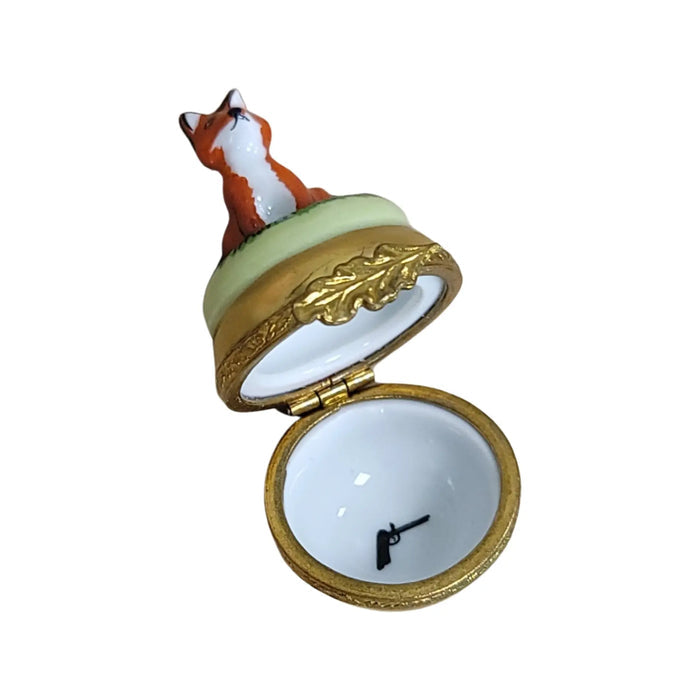 Miniature Fox Limoges box shown from another angle
