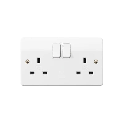 MK Electric K2747STRPWHI5PK Logic Plus White 2G DP Switched Socket w/Screwless Terminals Pack of 5