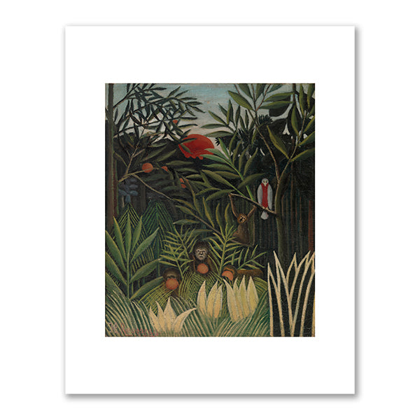 Henri Rousseau, Monkeys and Parrot in the Virgin Forest (Singes et perroquet dans la forêt vierge), c. 1906–1909, Barnes Foundation. Fine Art Prints in various sizes by MuseumsCo