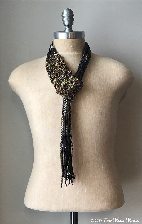 Olive/Gold/Brown Tweed Adjustable Scraf/Tie