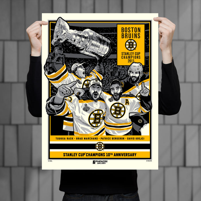 Phenom Gallery Boston Bruins 2011 Stanley Cup Champions 10th Anniversary 18" x 24" Serigraph