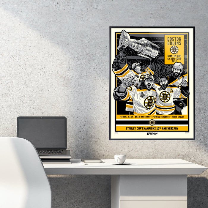 Phenom Gallery Boston Bruins 2011 Stanley Cup Champions 10th Anniversary 18" x 24" Serigraph