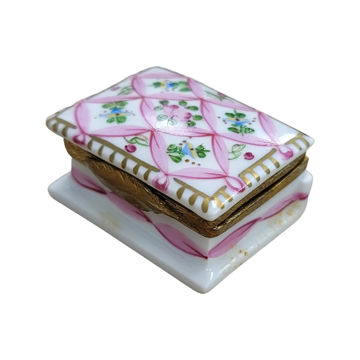 Pink Ribbon Keepsake Limoges box, hand-painted porcelain made in France