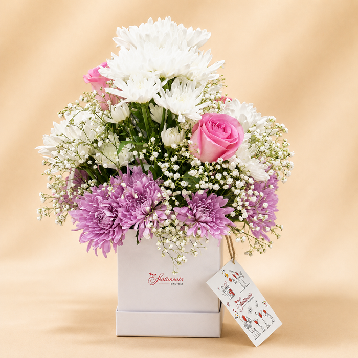 Pretty Pastels - Imported Pink Roses and Chrysanthemums