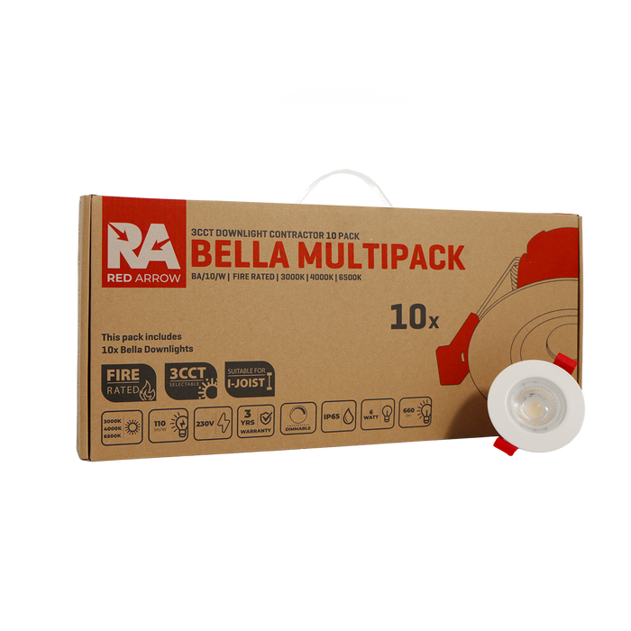 Red Arrow BA/10/W 10  CCT Bella LED Downlights Contractor Pack