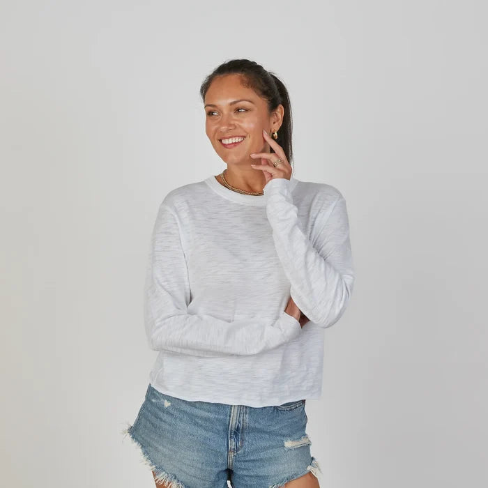Relaxed Crew with Stripe by Erin Gray - Long Sleeve