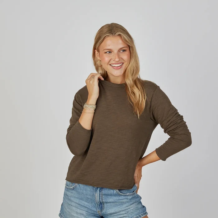 Relaxed Crew with Stripe by Erin Gray - Long Sleeve