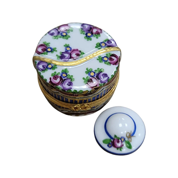 Sevre Roses Hat Limoges box, hand-painted porcelain made in France