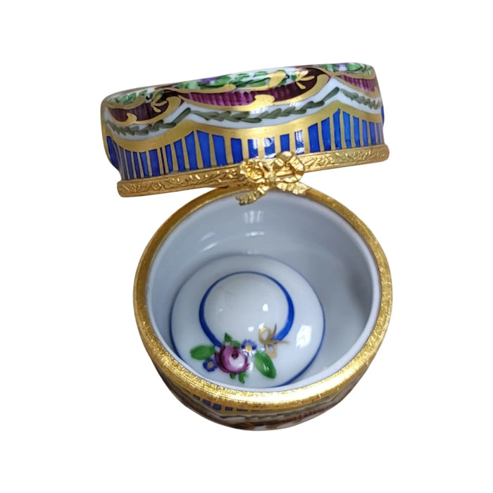 Sevre Roses Hat Limoges box shown from another angle