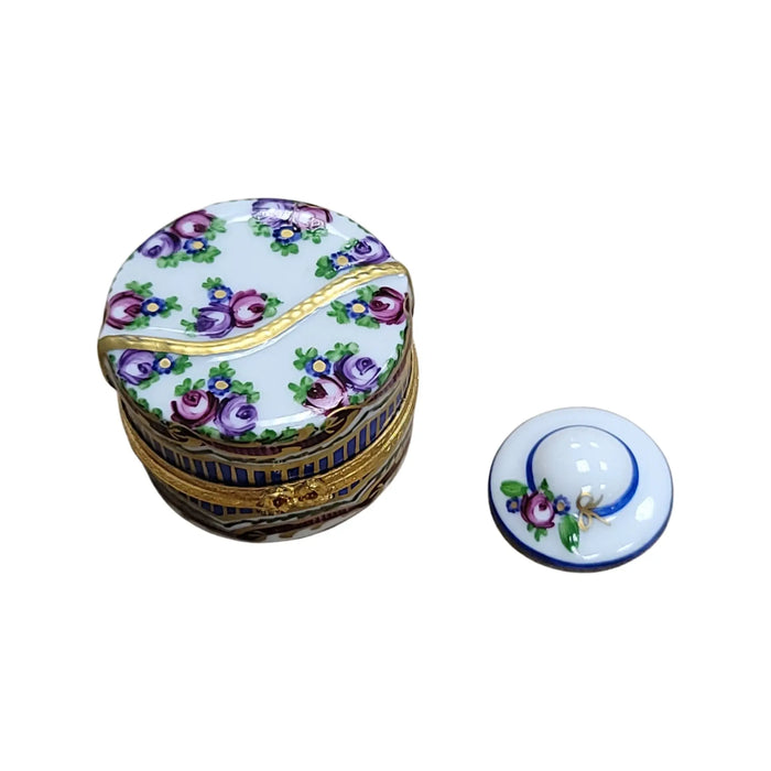 Another view of the Sevre Roses Hat Limoges trinket box