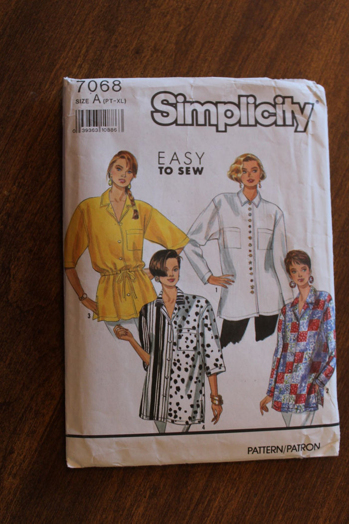 Simplicity 7068, Misses Shirts, Uncut Sewing Pattern