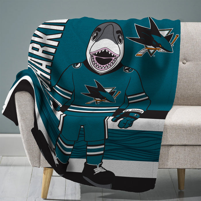 Sleep Squad San Jose Sharks SJ Sharkie Mascot 60” x 80” Raschel Plush Blanket
