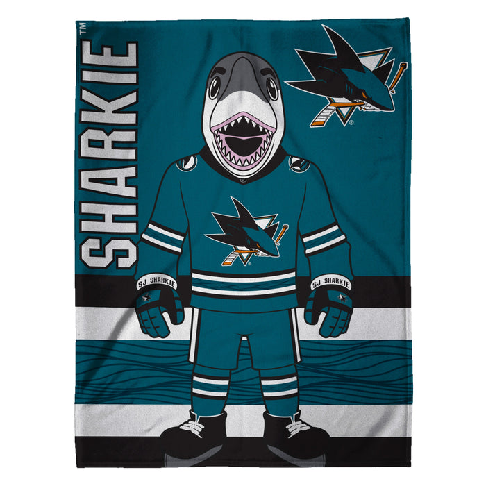 Sleep Squad San Jose Sharks SJ Sharkie Mascot 60” x 80” Raschel Plush Blanket