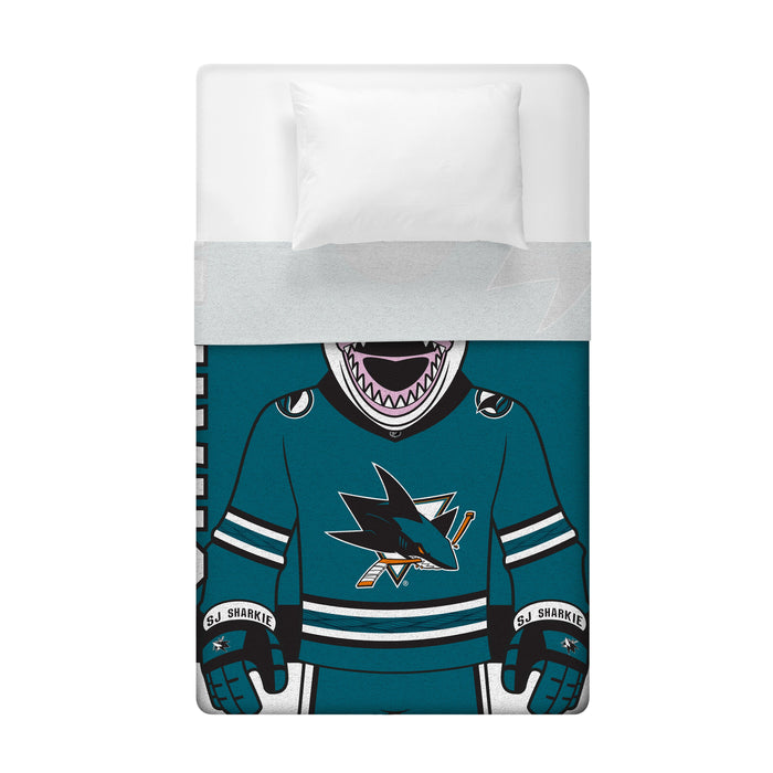 Sleep Squad San Jose Sharks SJ Sharkie Mascot 60” x 80” Raschel Plush Blanket