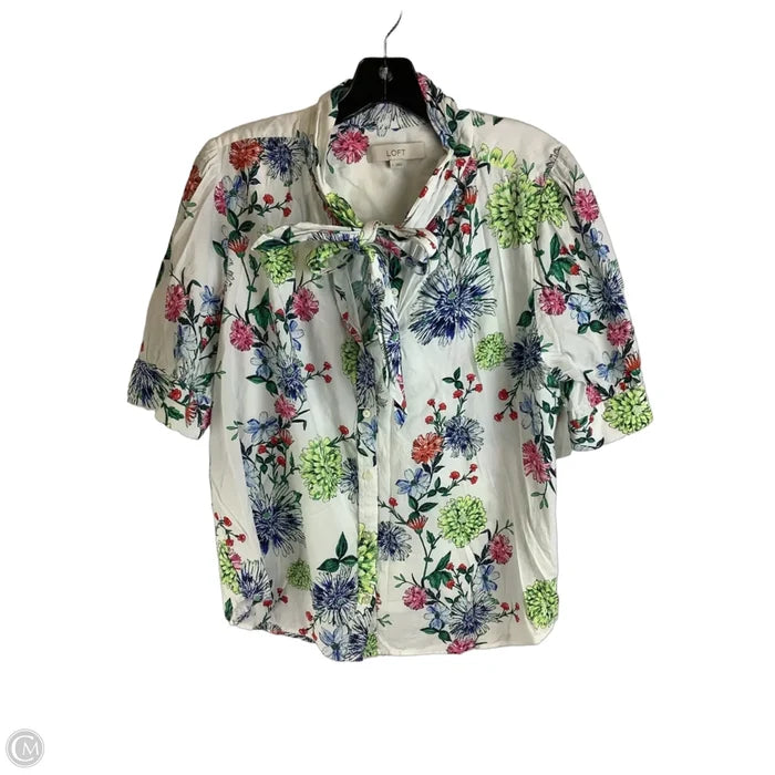 Top Short Sleeve By Loft In Floral Print, Size: L