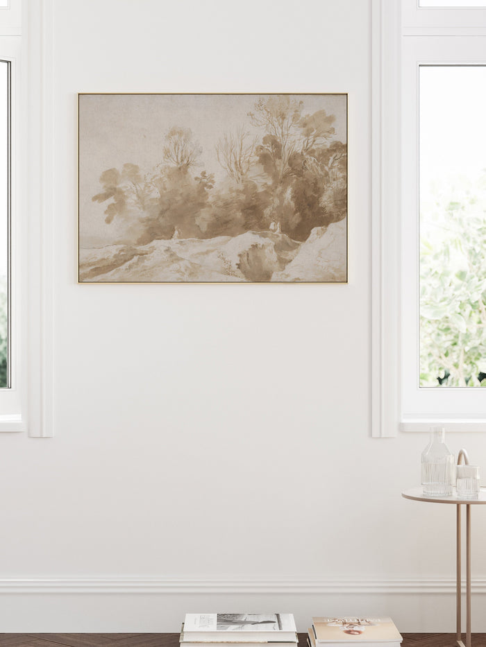 Trees Landscape in Sepia Art Print by Splendus