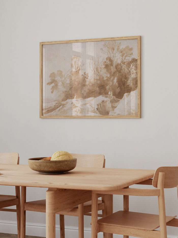 Trees Landscape in Sepia Art Print by Splendus