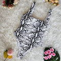 Two Colors Python Pattern Print One Piece Swimsuit