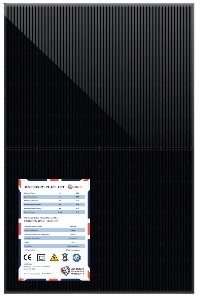 UKSOL UKS-S120-M10N-480-BG 480W All Black Solar Panel *GSE Approved*