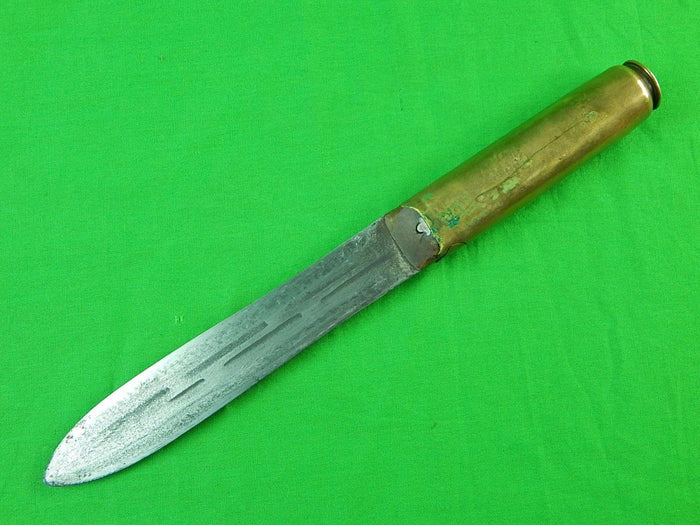 US WW2 1943 Trench Art Custom Hand Made Spear Head Theater Fighting Knife Sheath